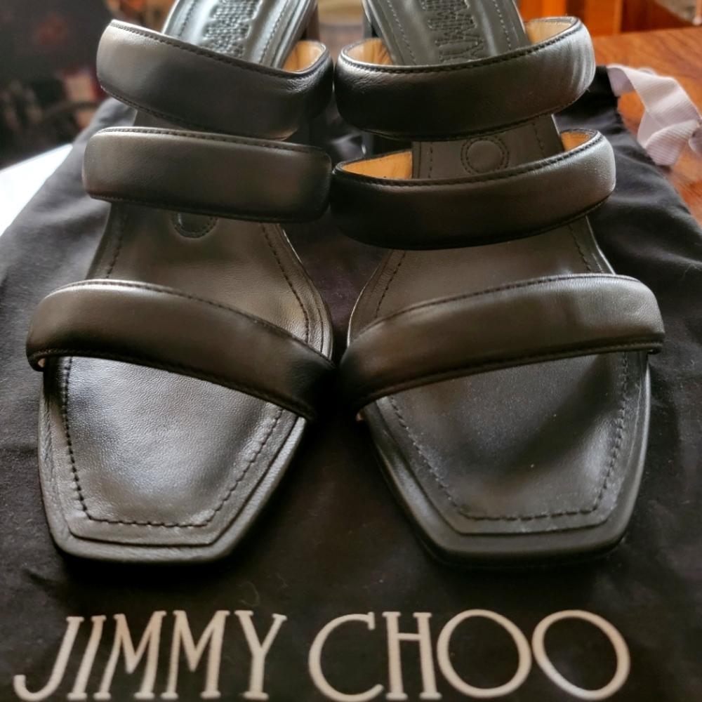 JIMMY CHOO AUNA 65 SANDAL BLACK LEATHER